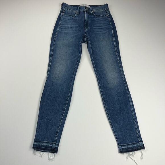 AYR The Riser Skinny High Rise Ankle Jeans Raw Hem Neon Jupiter Wash Size 27 - Picture 16 of 16